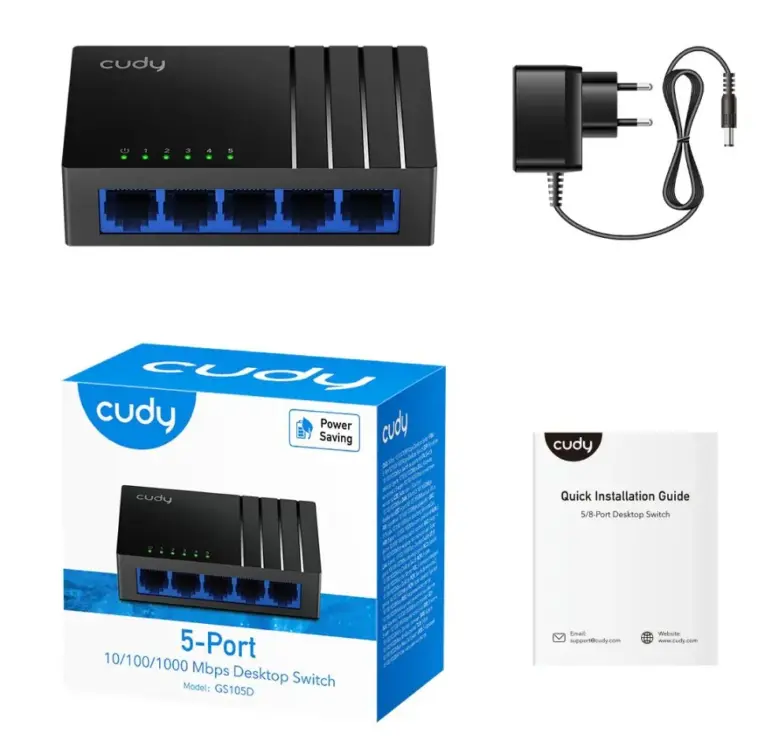 (פלסטיק) CUDY 5-Port Gigabit Switch GS105D-IL