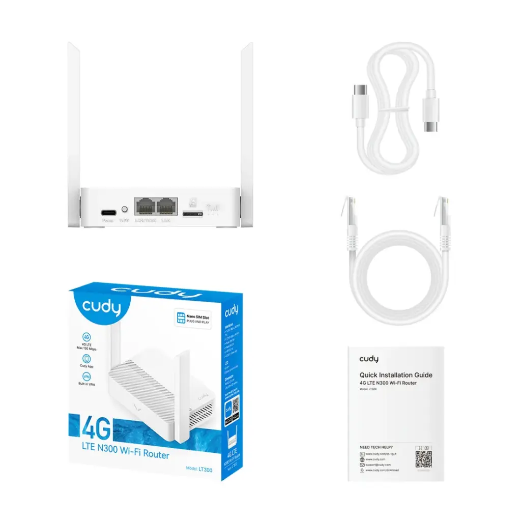 Cudy 4G N300 Wi-Fi Router with USB-C Power Input