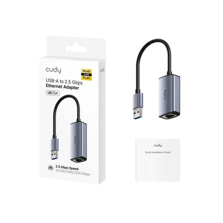 מפצל ומתאם Cudy UE25A – USB-A to 2.5 Gbps Ethernet Adapter, UE25A 1.0