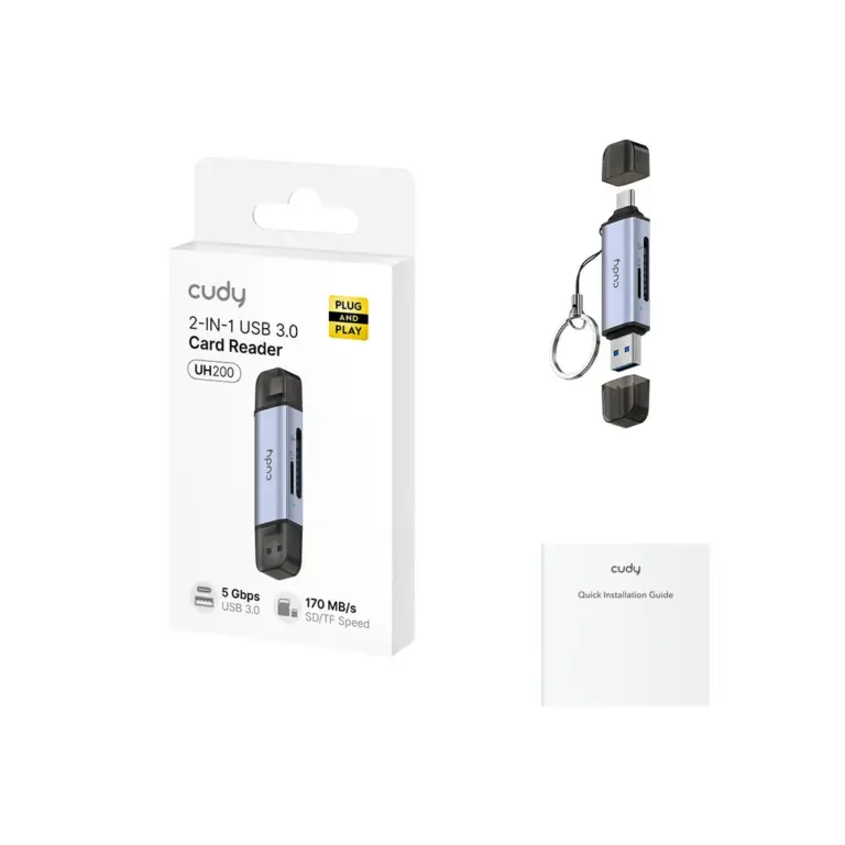 מתאם CUDY 2-IN-1 Dual USB 3.0 SD/TF Card Reader UH200
