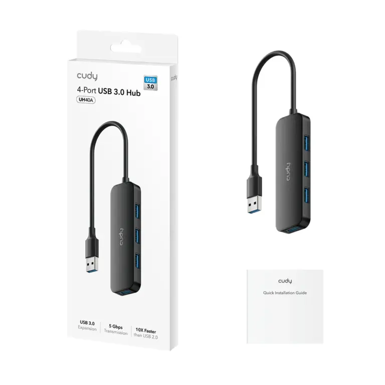 מפצל ומתאם Cudy UH40A – 4-Port USB 3.0 Hub, UH40A 1.0