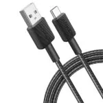 כבל 1.8 מטר Anker 322 USB-A to USB-C בצבע שחור