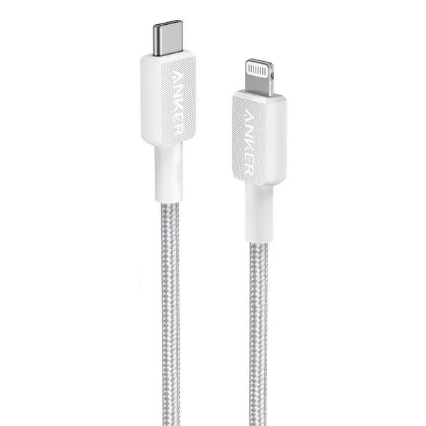כבל 0.9 מטר Anker 322 USB-C to Lightning בצבע לבן