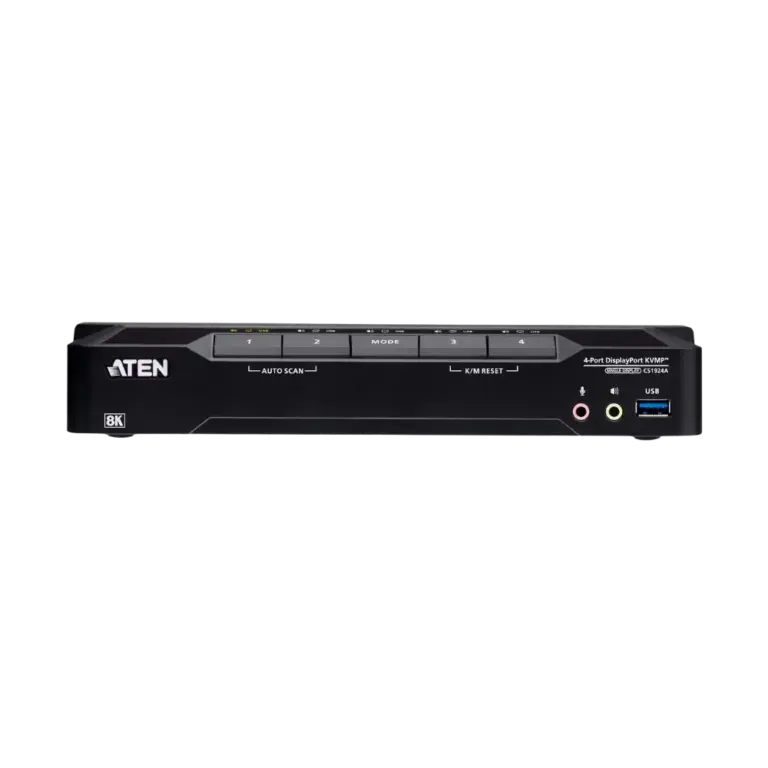 מתג KVMP DisplayPort 8K בעל 4 יציאות (כולל כבלים) דגם CS1924A מבית ATEN