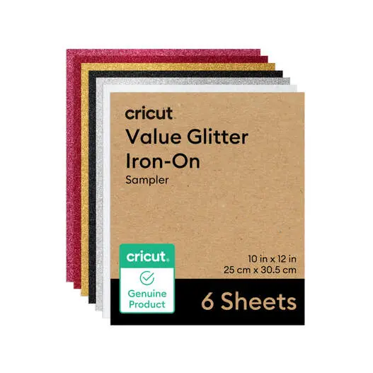 מארז דפי גיהוץ נצנצים Value Glitter Iron-On Party Sampler (6 יחידות) מבית Cricut