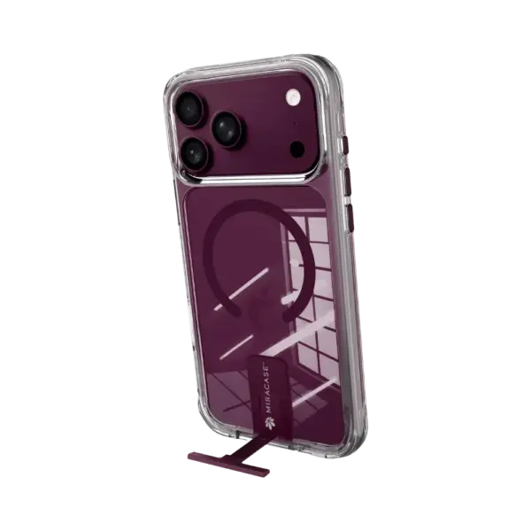 כיסוי ל-iPhone 18 Pro בצבע שקוף-בורדו דגם MIRAKick מבית Miracase