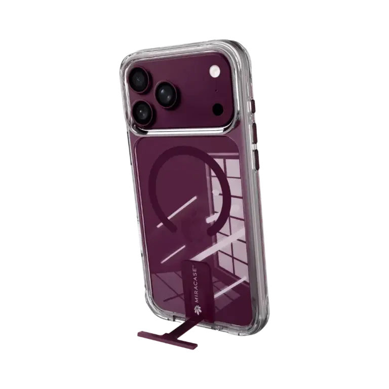 כיסוי ל-iPhone 18 Pro בצבע שקוף-בורדו דגם MIRAKick מבית Miracase