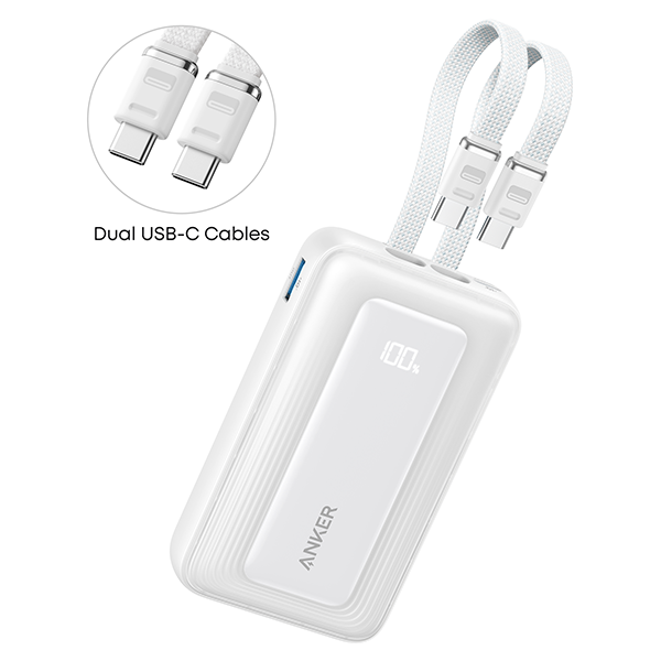 סוללת גיבוי Anker Zolo Power Bank 35W 10000mAh בצבע לבן