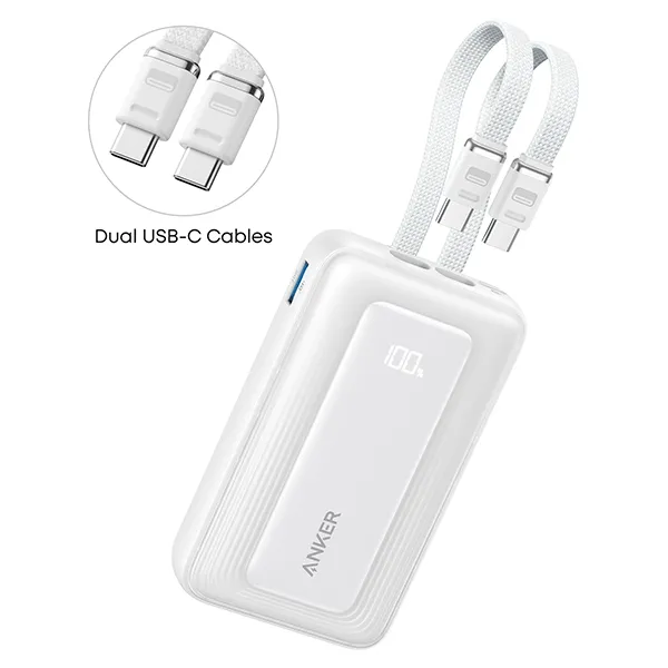 סוללת גיבוי Anker Zolo Power Bank 35W 10000mAh בצבע לבן