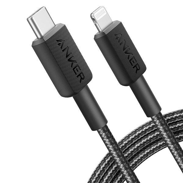 כבל 1.8 מטר Anker 322 USB-C to Lightning בצבע שחור