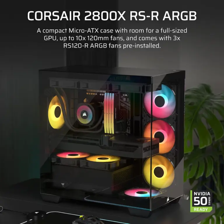 מארז מחשב דגם 2800X RS-R ARGB Micro-ATX בצבע שחור מבית CORSAIR
