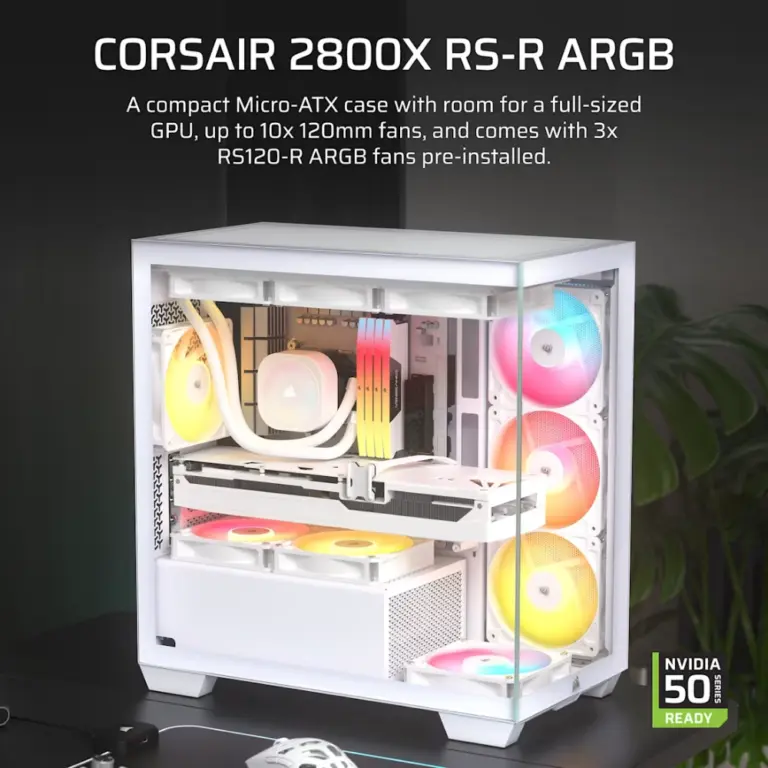 מארז מחשב דגם 2800X RS-R ARGB Micro-ATX בצבע לבן מבית CORSAIR