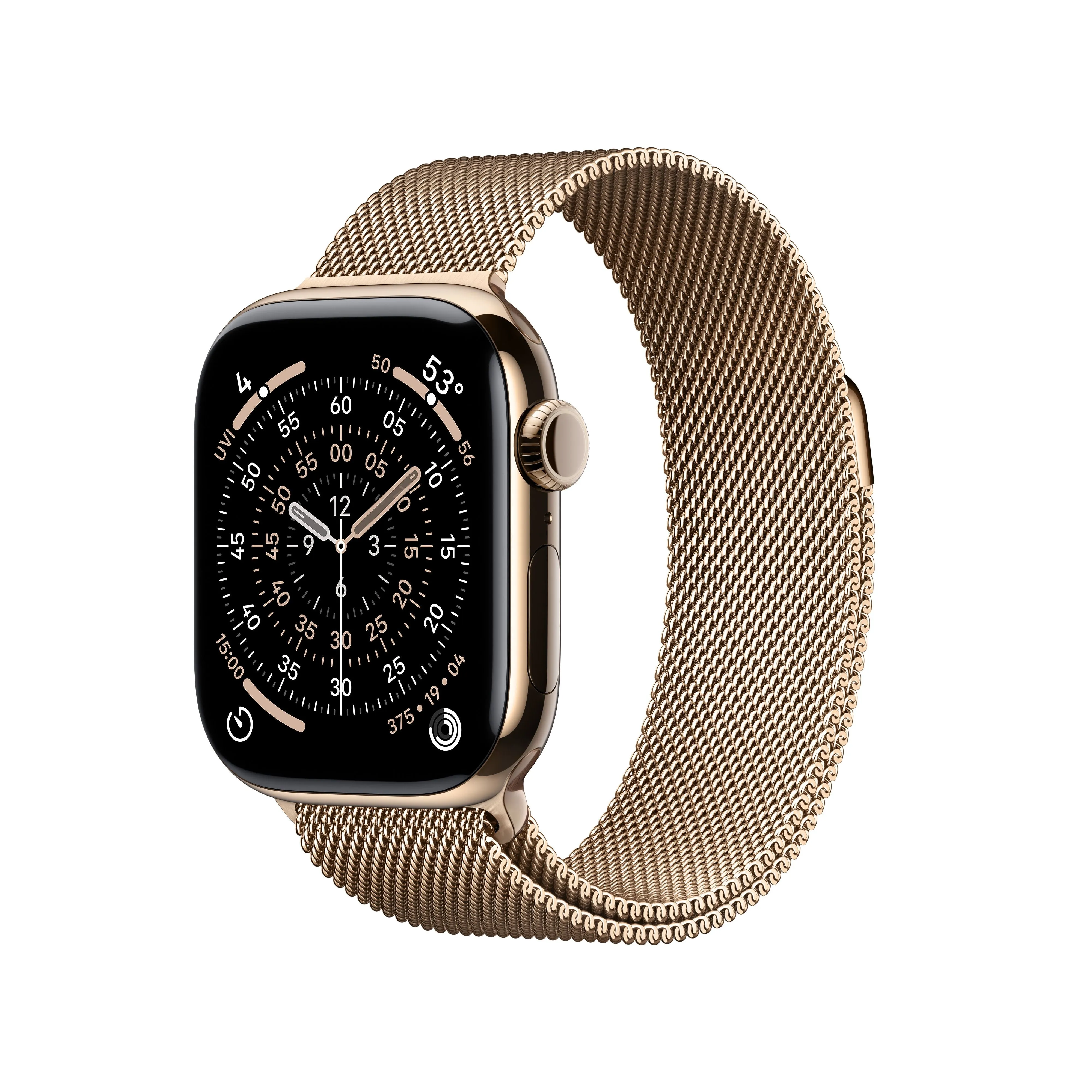 שעון חכם אפל Apple Watch Series 11 GPS + Cellular 42mm Gold Titanium Case with Gold Milanese Loop