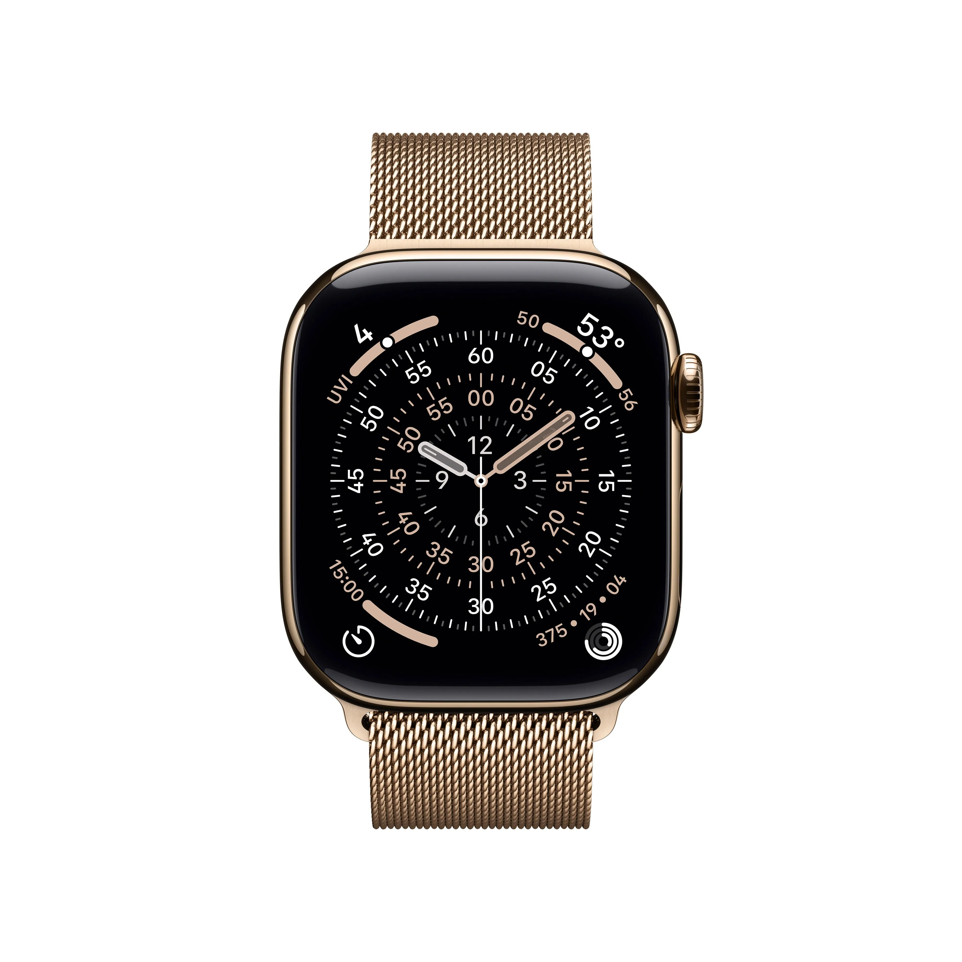 שעון חכם אפל Apple Watch Series 11 GPS + Cellular 42mm Gold Titanium Case with Gold Milanese Loop