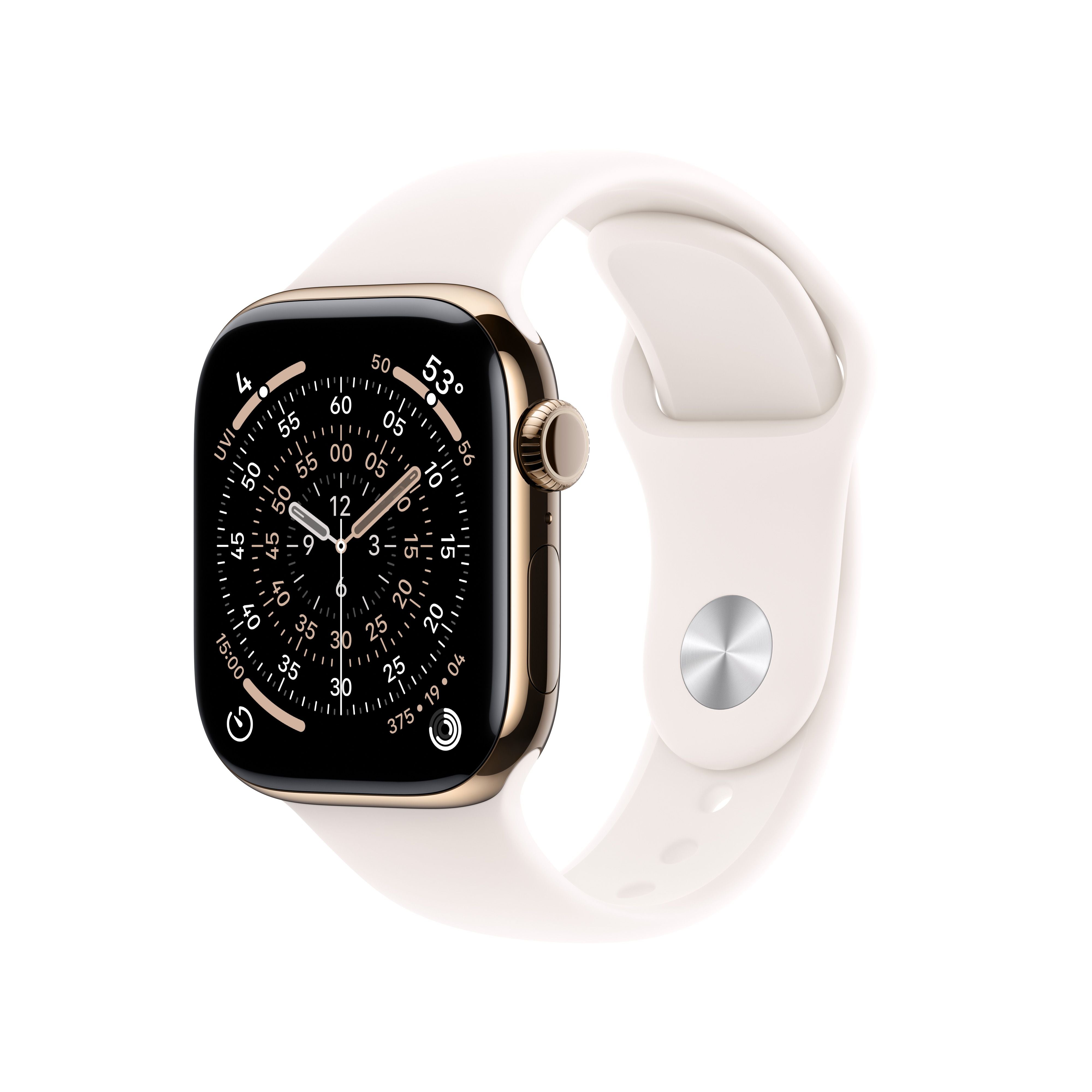שעון חכם אפל Apple Watch Series 11 GPS + Cellular 42mm Gold Titanium Case with Light Blush Sport Band - S/M שעון חכם אפל Apple Watch Series 11 GPS + Cellular 42mm Gold Titanium Case with Light Blush Sport Band - S/M