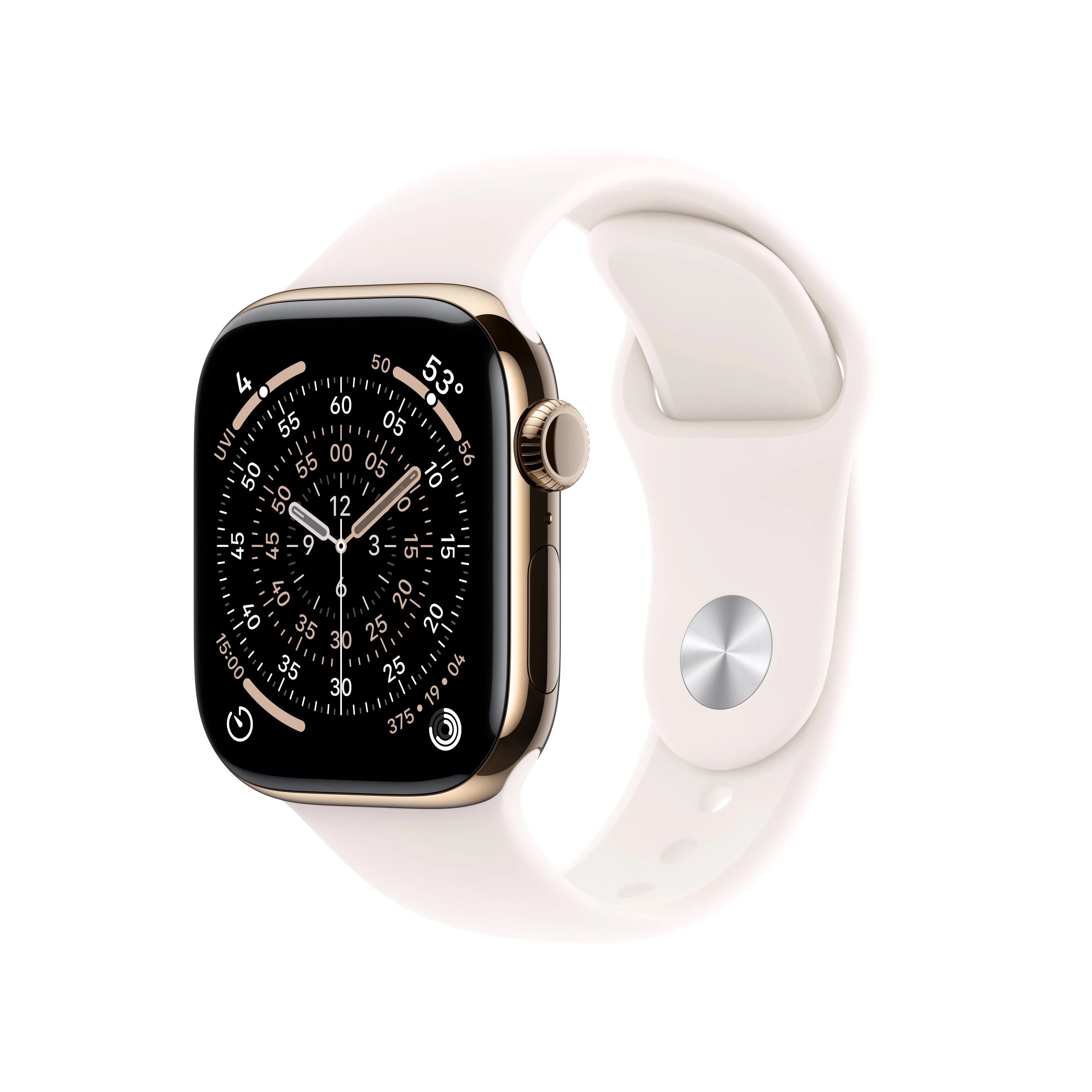 שעון חכם אפל Apple Watch Series 11 GPS + Cellular 42mm Gold Titanium Case with Light Blush Sport Band - M/L