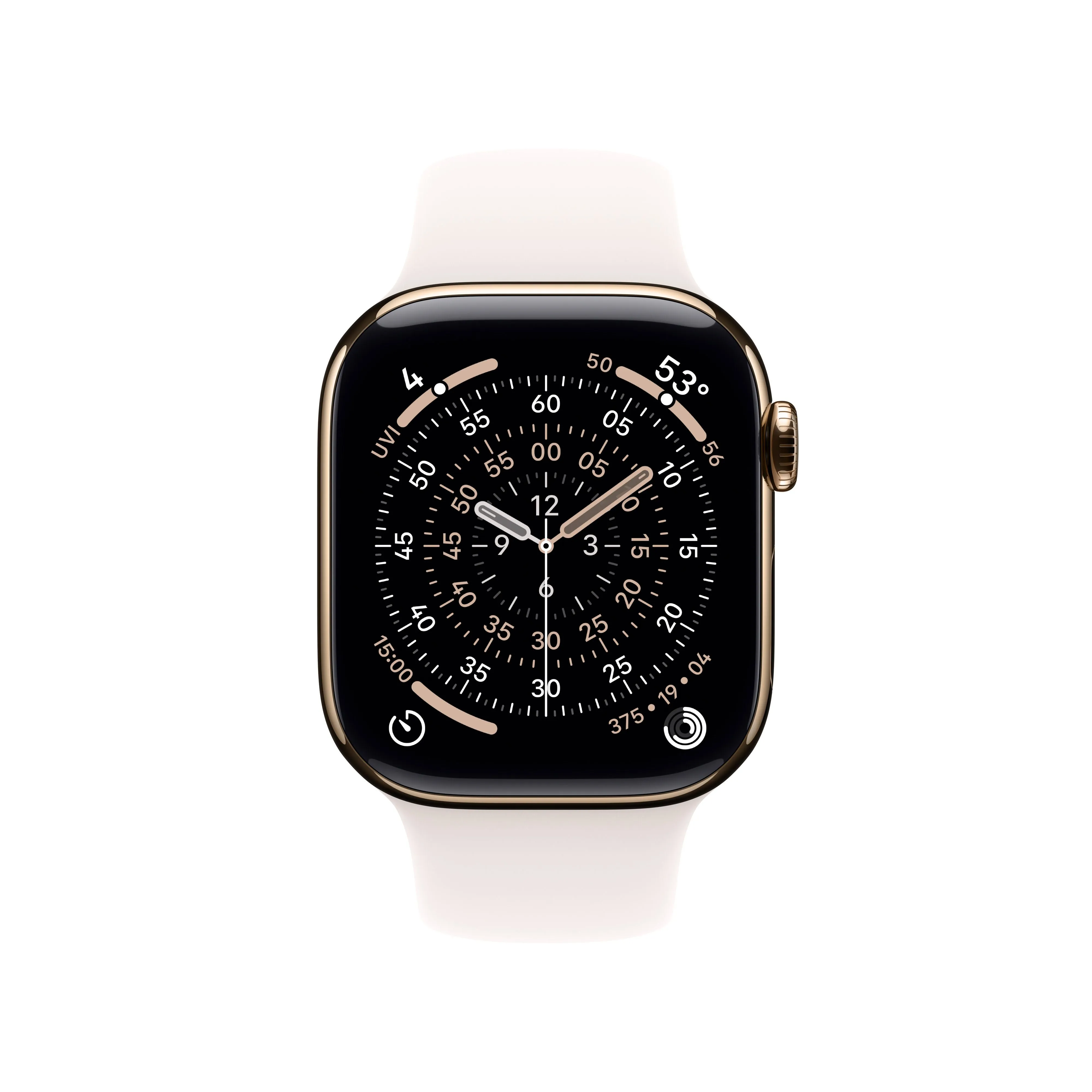 שעון חכם אפל Apple Watch Series 11 GPS + Cellular 42mm Gold Titanium Case with Light Blush Sport Band - S/M
