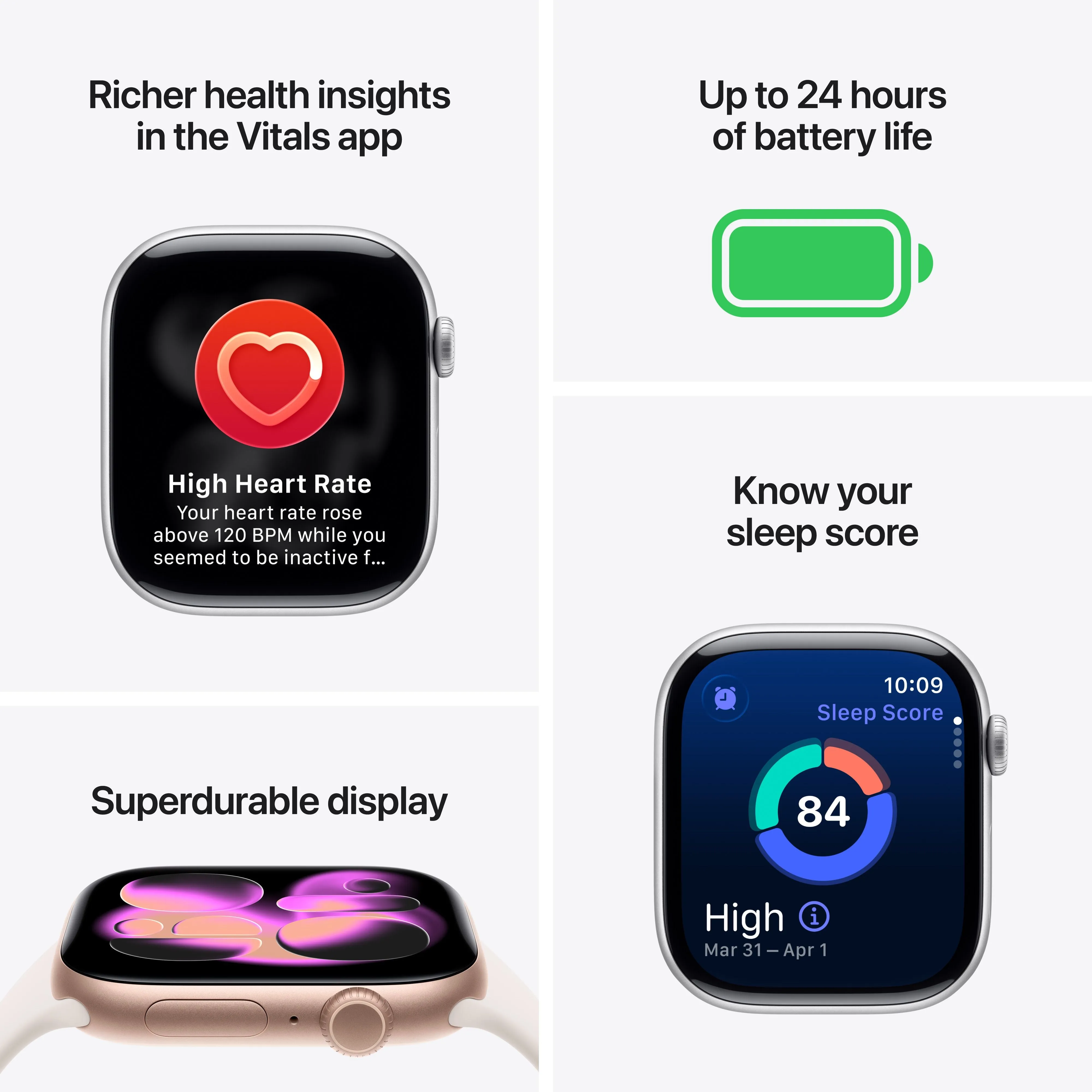 שעון חכם אפל Apple Watch Series 11 GPS + Cellular 42mm Silver Aluminium Case with Purple Fog Sport Band - M/L
