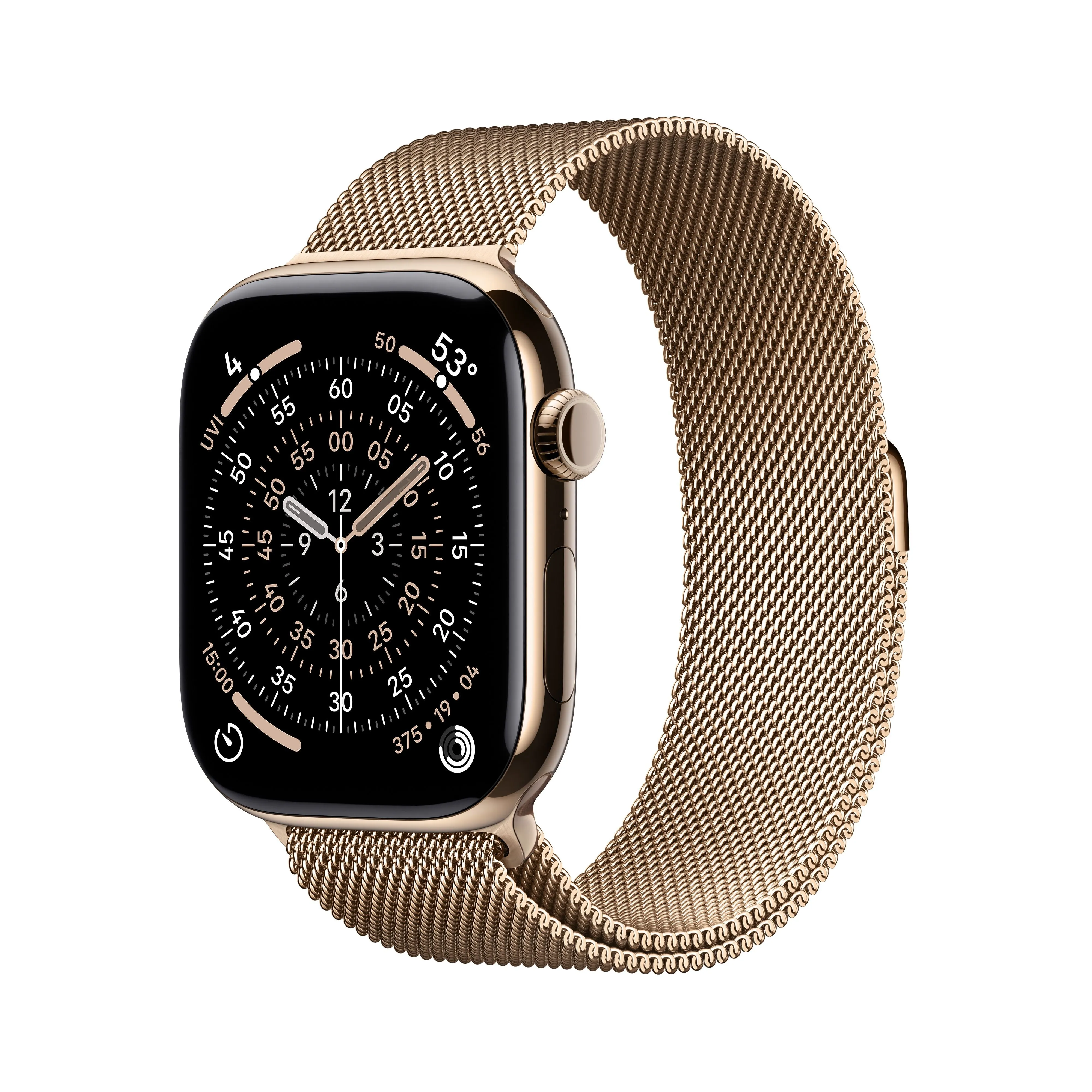 שעון חכם אפל Apple Watch Series 11 GPS + Cellular 46mm Gold Titanium Case with Gold Milanese Loop - M/L