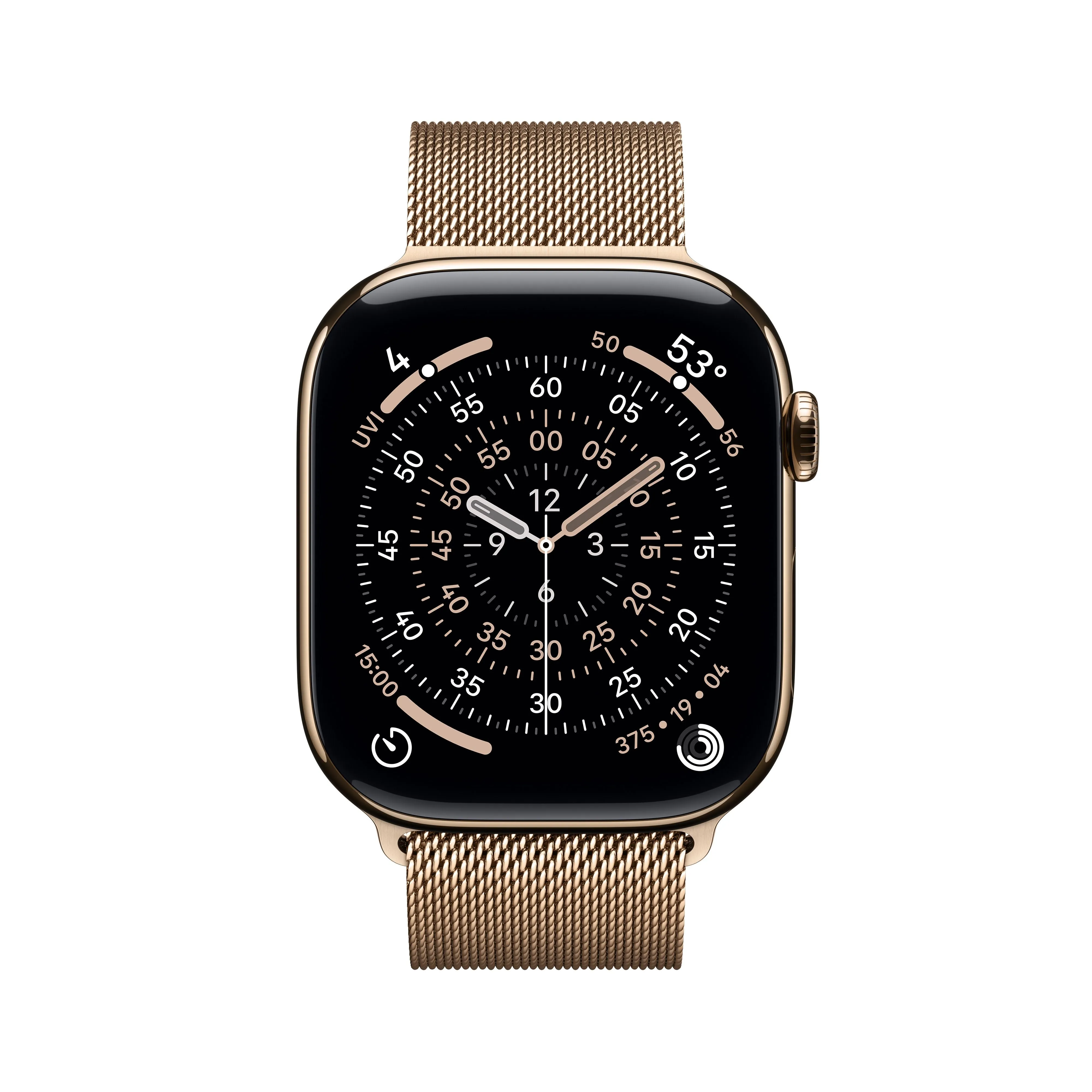 שעון חכם אפל Apple Watch Series 11 GPS + Cellular 46mm Gold Titanium Case with Gold Milanese Loop - S/M
