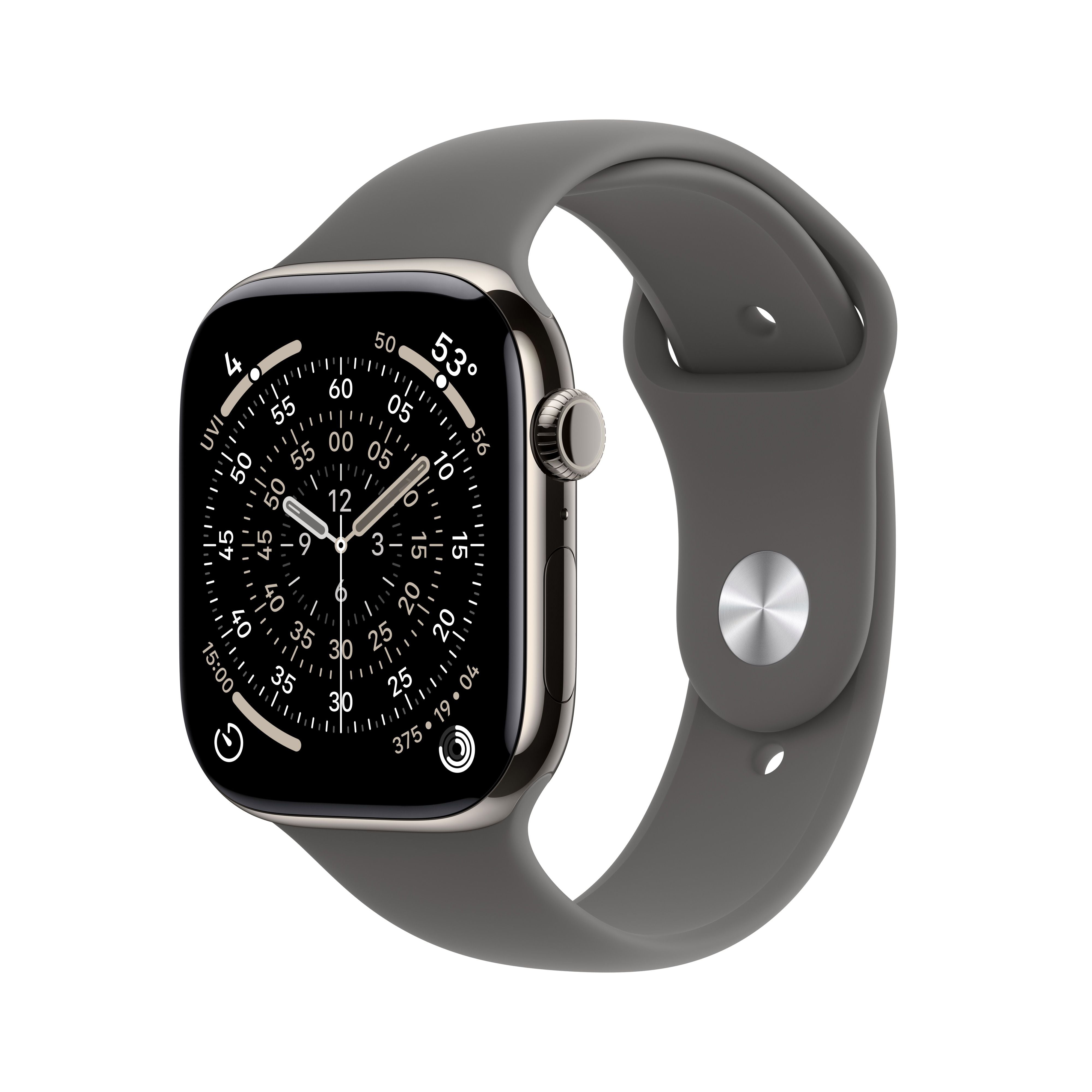 שעון חכם אפל Apple Watch Series 11 GPS + Cellular 46mm Natural Titanium Case with Stone Grey Sport Band - S/M שעון חכם אפל Apple Watch Series 11 GPS + Cellular 46mm Natural Titanium Case with Stone Grey Sport Band - S/M