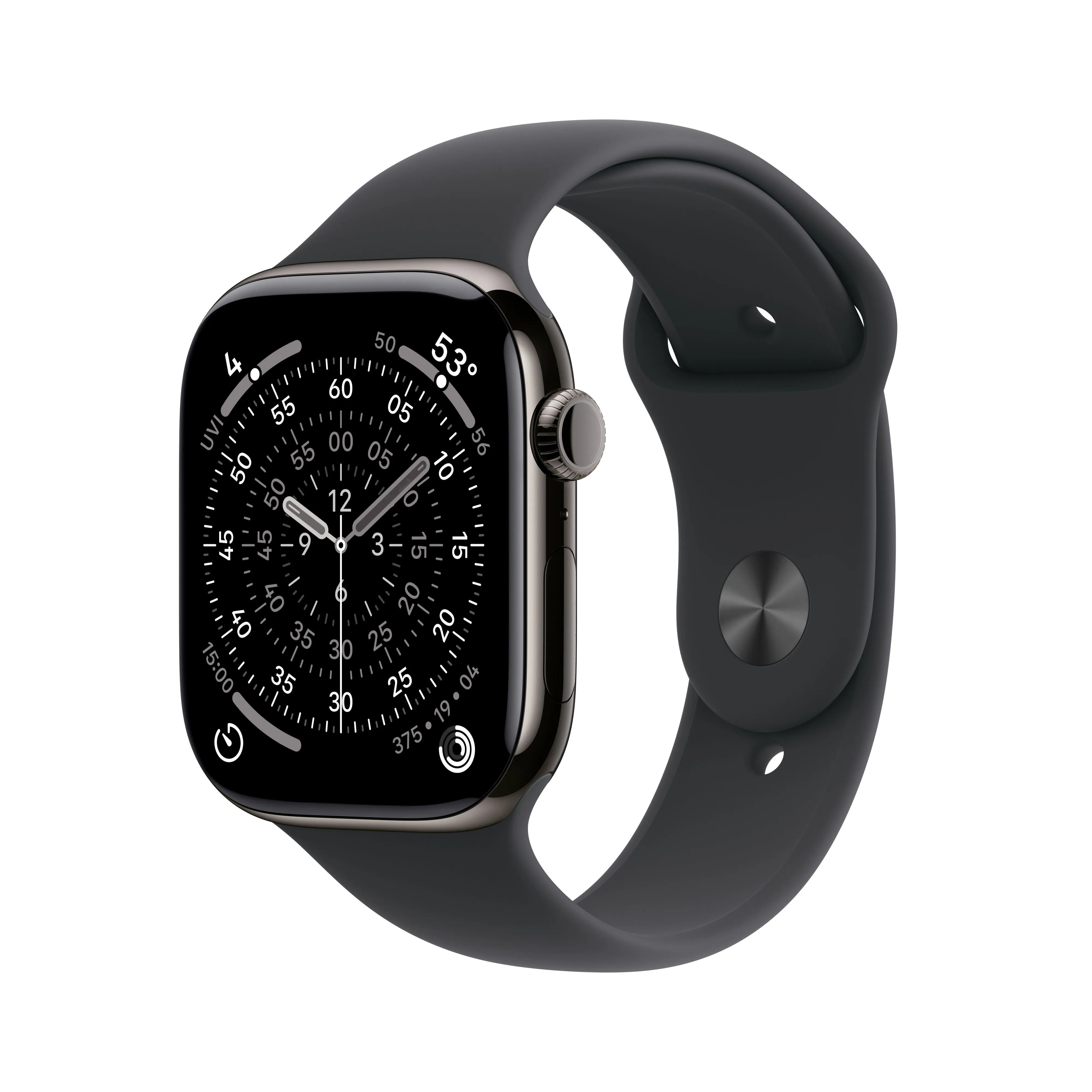 שעון חכם אפל Apple Watch Series 11 GPS + Cellular 46mm Slate Titanium Case with Black Sport Band - M/L