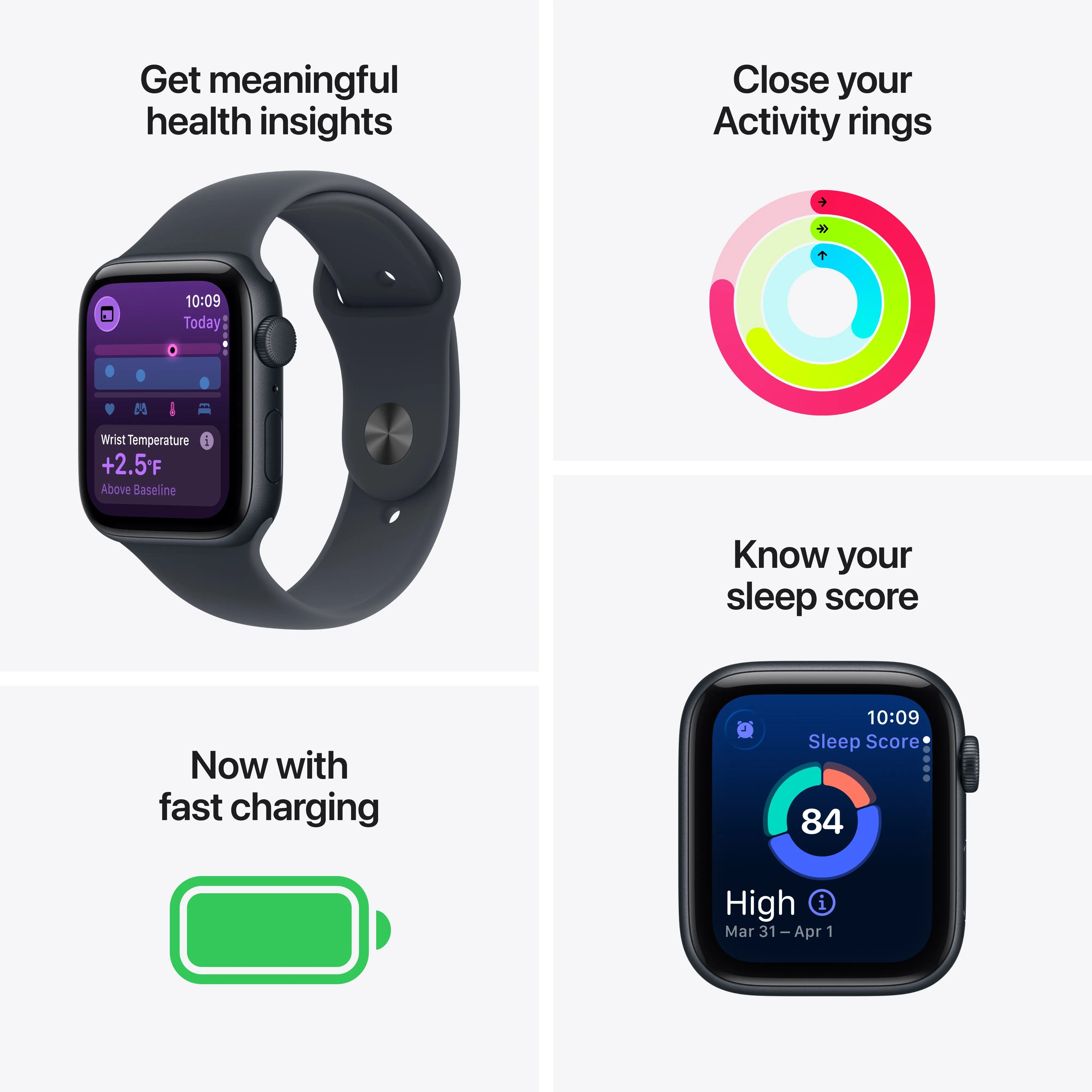 שעון חכם אפל Apple Watch SE 3 GPS 44mm Midnight Aluminium Case with Midnight Sport Band - S/M