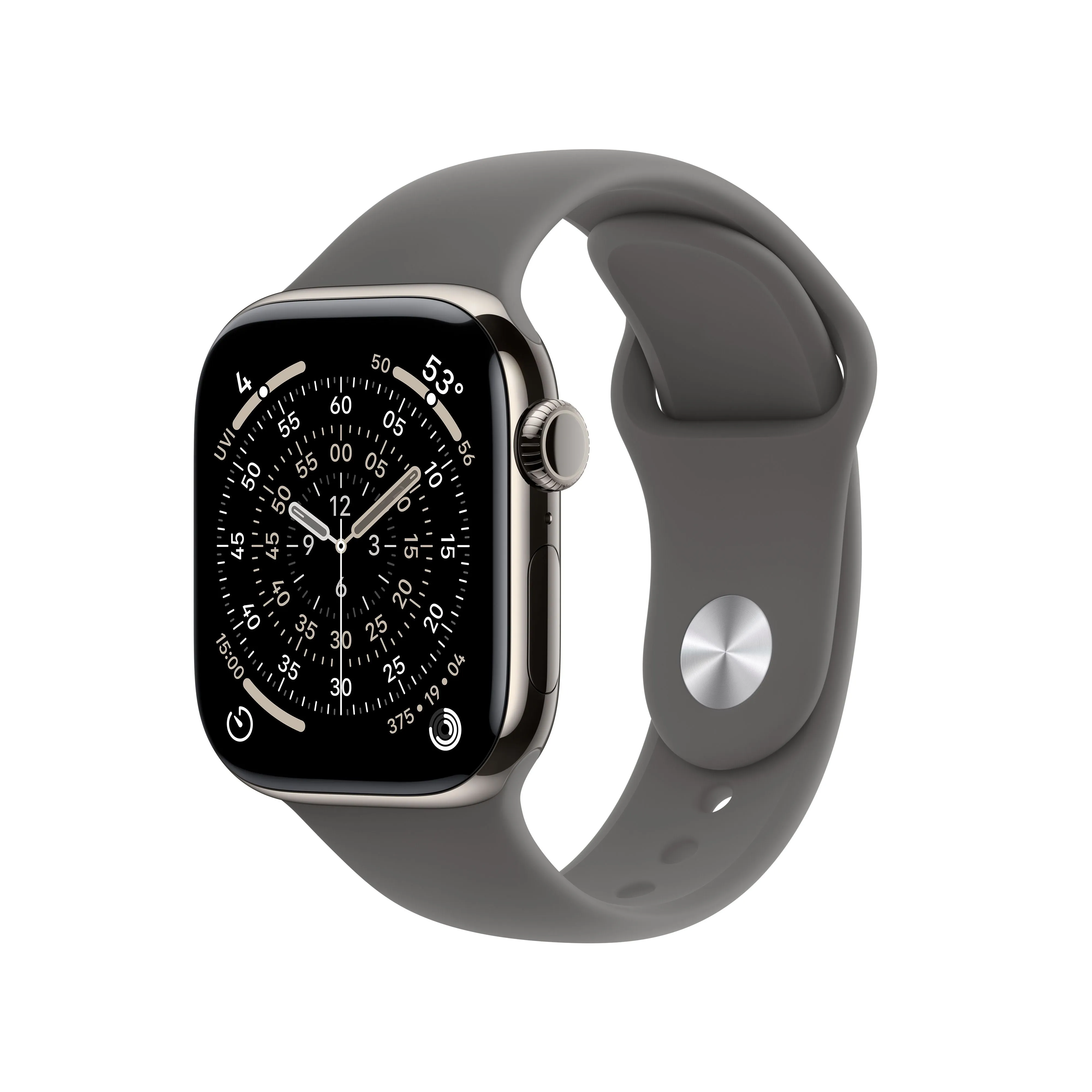 שעון חכם אפל Apple Watch Series 11 GPS + Cellular 42mm Natural Titanium Case with Stone Grey Sport Band - M/L