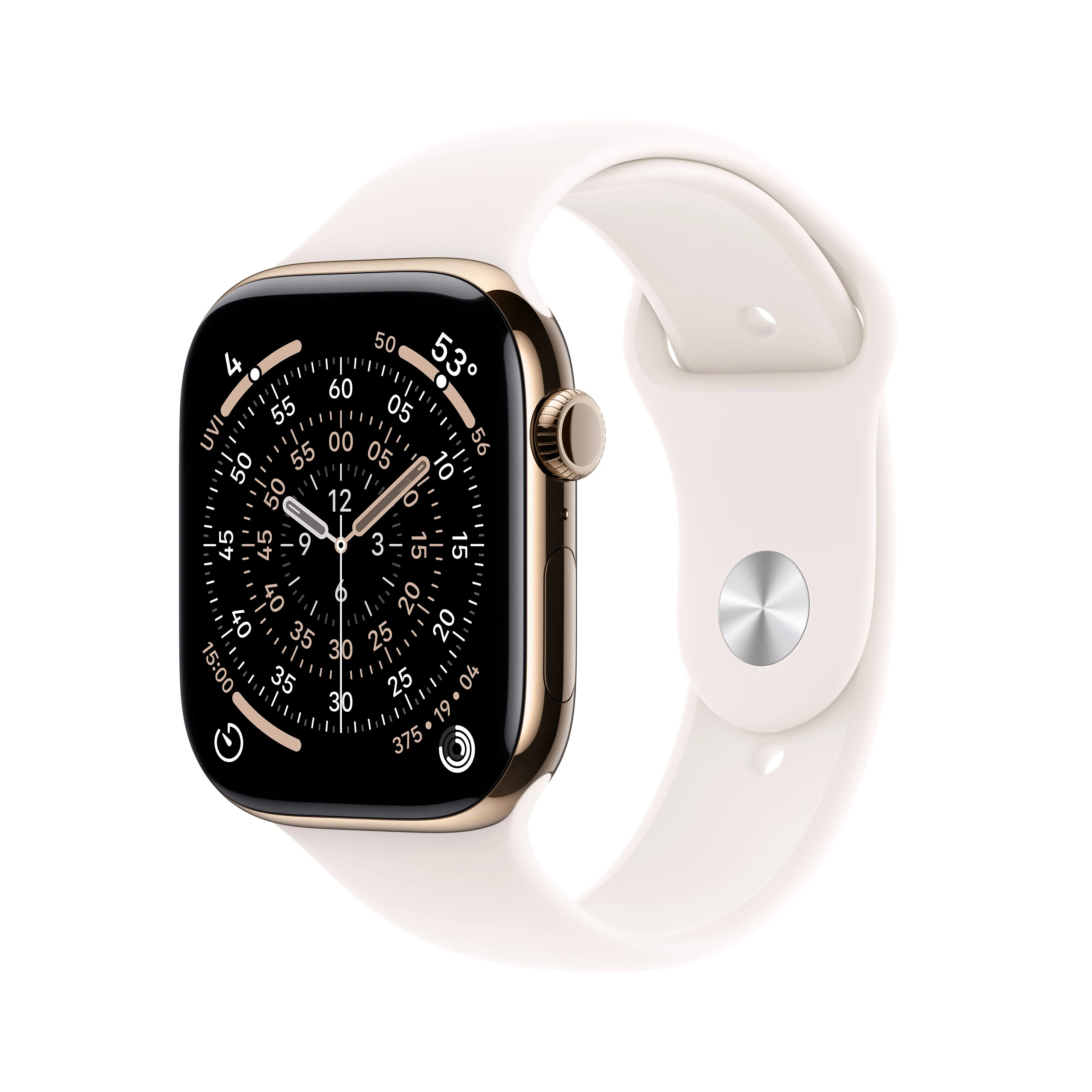 שעון חכם אפל Apple Watch Series 11 GPS + Cellular 46mm Gold Titanium Case with Light Blush Sport Band - M/L