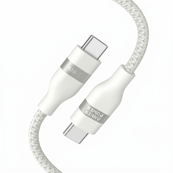 כבל 1 מטר Anker USB-C to USB-C 240W בצבע לבן