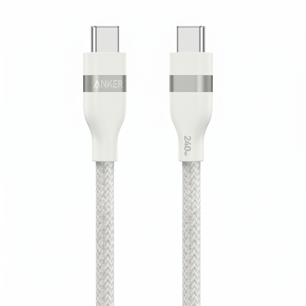 כבל 1 מטר Anker USB-C to USB-C 240W בצבע לבן