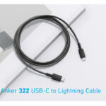 כבל 1.8 מטר Anker 322 USB-C to Lightning בצבע שחור
