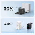 מטען קיר עוצמתי 3 יציאות Anker Wall Charger 100W בצבע שחור - תמונה נוספת