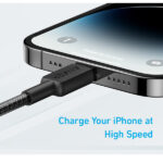 כבל 1.8 מטר Anker 322 USB-C to Lightning בצבע שחור