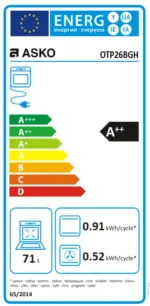 תנור רב תכליתי בגימור זכוכית שחורה 60 ס"מ ASKO דגם OTP26BGH - תמונה נוספת