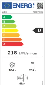 מקרר מקפיא תחתון אינטגרלי ASKO דגם RBC297SND1 - תמונה נוספת