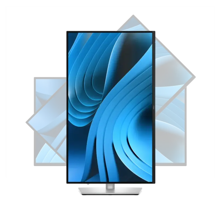 מסך Dell P2725D בגודל 27 אינץ׳ – המחשת סיבוב המסך למצב אנכי