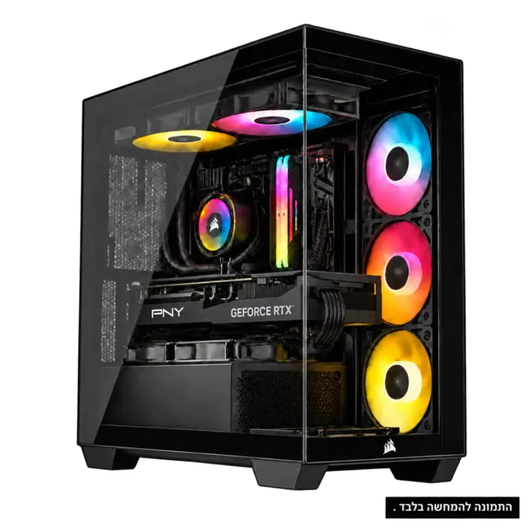 מחשב גיימינג Delta iCUE V1 עם Ryzen 5 9600X ו־RTX 5060 – ללא מסך, התמונה להמחשה בלבד